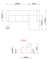 102132 Mặt cắt sofa da hoặc vải 