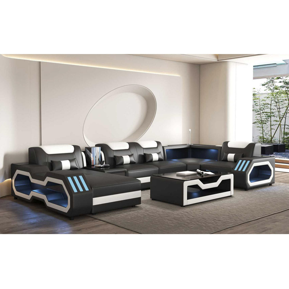 109916 Leather or Fabric Sofa Sectional - Isingtec