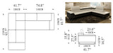 10993 Sofa Da hoặc Vải Mặt Cắt