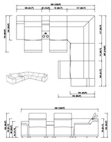 Mặt cắt sofa da hoặc vải 10M2235-D