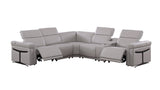 MI-121112 Italian Leather Sofa Sectional - 6Pcs - Light Grey