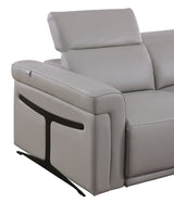 MI-121112 Italian Leather Sofa Sectional - 6Pcs - Light Grey
