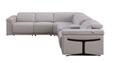 MI-121112 Italian Leather Sofa Sectional - 6Pcs - Light Grey