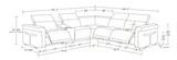 MI-121112 Italian Leather Sofa Sectional - 6Pcs - Light Grey