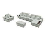 MI-121850 Italian Leather Sofa Sectional - 4Pcs - Grey