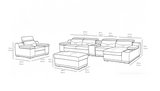 MI-121850 Italian Leather Sofa Sectional - 4Pcs - Grey