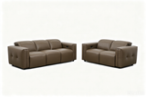 MI-122500 Italian Leather Sofa Set - 2 Pcs - Brown