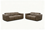 MI-122500 Italian Leather Sofa Set - 2 Pcs - Brown