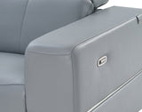 MI-121125 7pcs Light Blue Italian Leather Sofa Sectional (3 Powers Head/Foot)