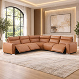 MI-121235 Italian Leather Sofa Sectional - 5Pcs