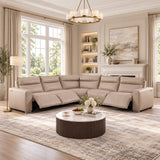 MI-121235 Italian Leather Sofa Sectional - 5Pcs