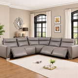 MI-121235 Italian Leather Sofa Sectional - 5Pcs