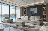 MI-121850 Italian Leather Sofa Sectional - 4Pcs - Grey