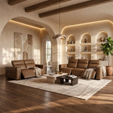 MI-122500 Italian Leather Sofa Set - 2 Pcs - Brown