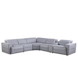 MI-121260 Italian Leather Sofa Sectional - 6Pcs