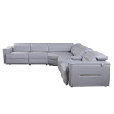MI-121260 Italian Leather Sofa Sectional - 6Pcs