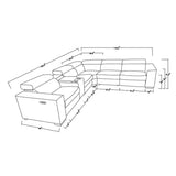 MI-12631 Italian Leather Sofa Sectional  - 6Pcs (2 Power)