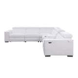 MI-12631 Italian Leather Sofa Sectional  - 6Pcs (2 Power)