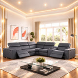 MI-12631 Italian Leather Sofa Sectional  - 6Pcs (2 Power)