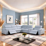 MI-12631 Italian Leather Sofa Sectional  - 6Pcs (2 Power)