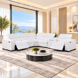 MI-12631 Italian Leather Sofa Sectional  - 6Pcs (2 Power)
