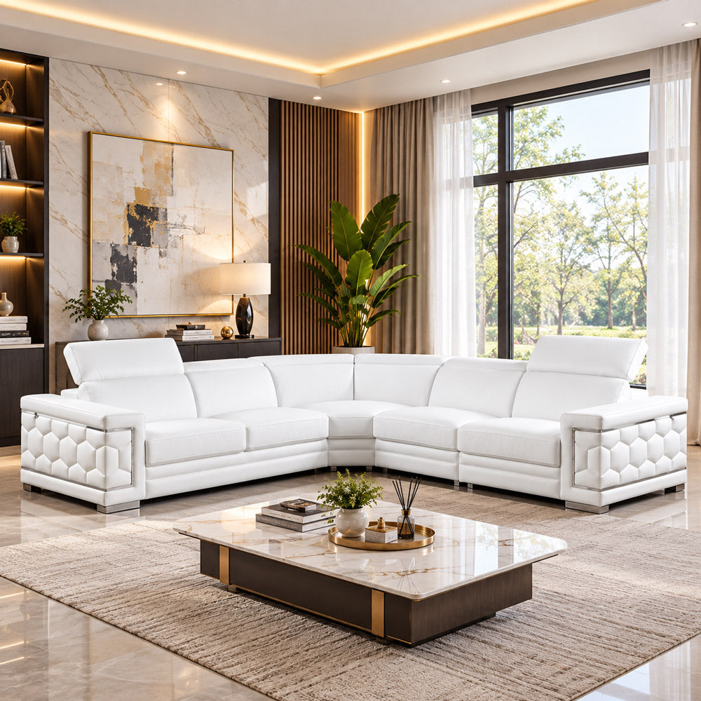 MI-121255 Italian Leather Sofa Sectional - 4Pcs