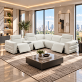 MI-122520 Italian Leather Sofa Sectional - 6Pcs - (3 POWERS)